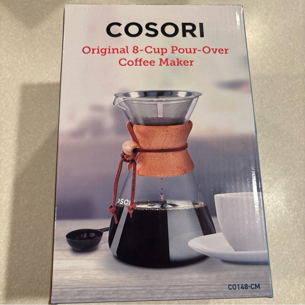 Silver and Brown 8-Cup Pour-Over Coffee Maker